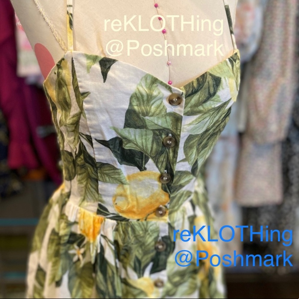 SOLD! H&M Linen-blend Lemon-print Midi Dress - Picture 7 of 16
